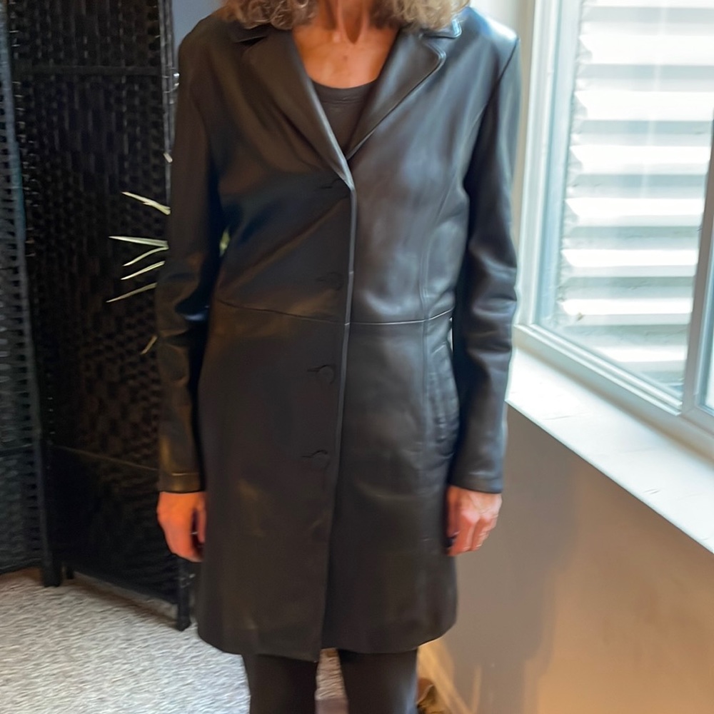 Alder Collection Black Leather 3/4 length jacket size XL